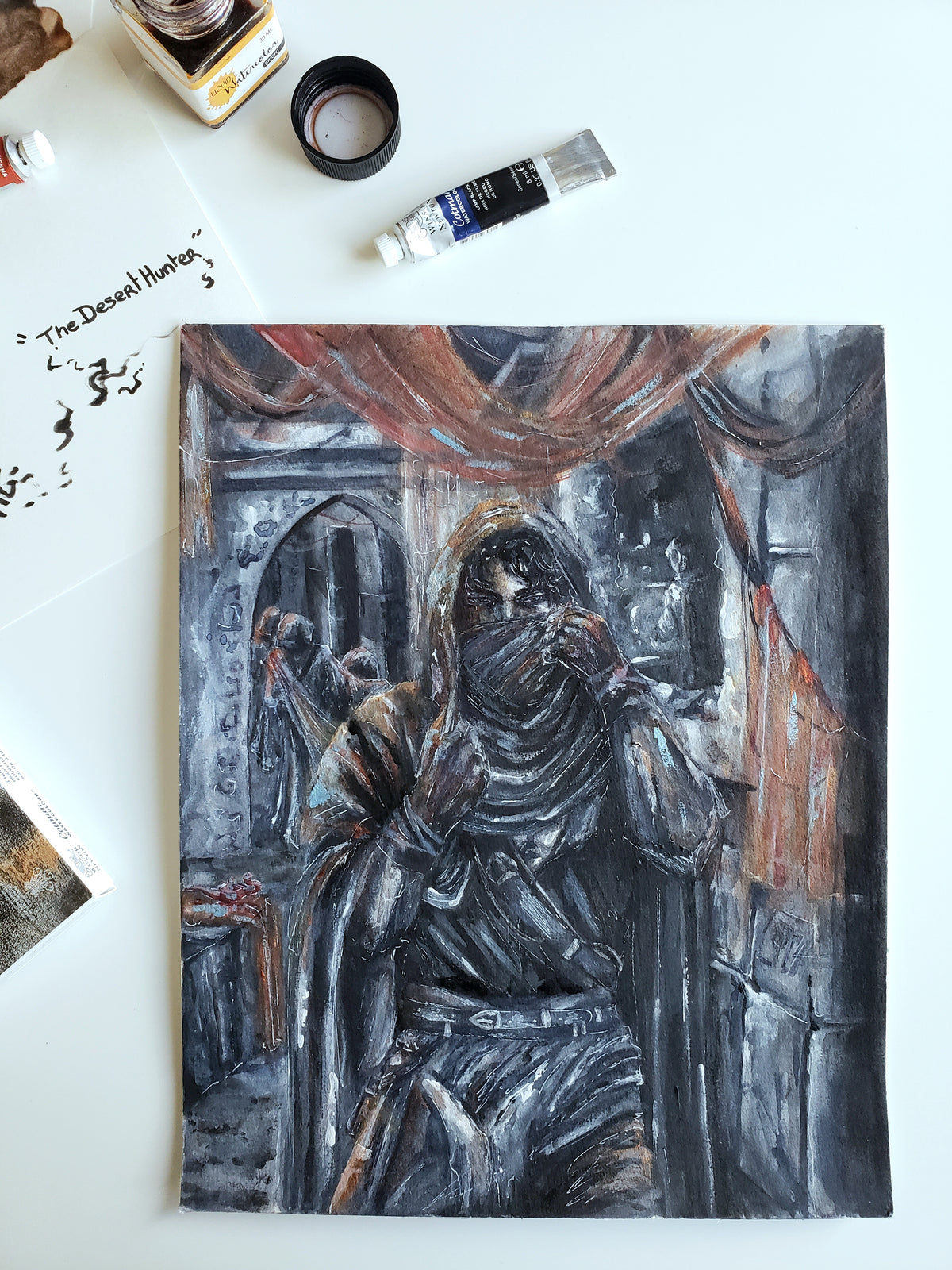 "The Desert Hunter" Watercolor & acrylic on paper