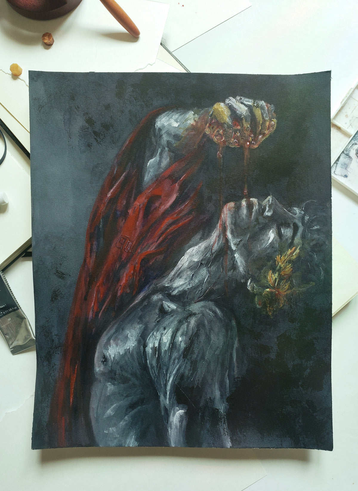 "The Song Of Patroclus" - Watercolor & acrylic on paper